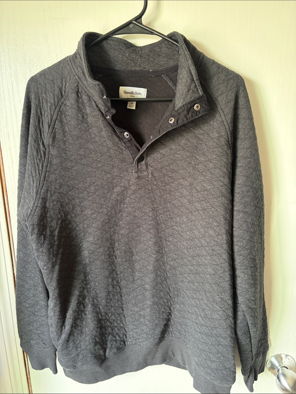 Goodfellow & Co Quilted Snap Henley Sweatshirt - Charcoal